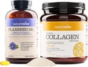 NatureWise Organic Flaxseed Oil Max 720mg ALA Enhanced Collagen Peptides (45 Servings)