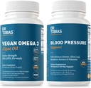 Dr. Tobias Vegan Omega 3 Algae Oil and Blood Pressure Support Supplement, Supports Normal Circulatory Health, Gut Immune Function and General Wellness, Non-GMO