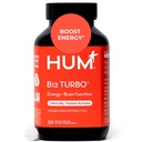 HUM B12 Turbo, Suplemento de vitamina B12, Apoyo diario de energía, Calcio para la salud ósea, B-12 Suplementos de energía de vitaminas, Gluten Free, Vegan, No GMO, 30 tabletas de alta potencia vegano