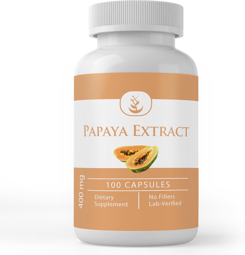 Ingredientes originales puros Papaya Extracto, siempre puro, sin aditivos ni artillería, laboratorio verificado (100 cápsulas)