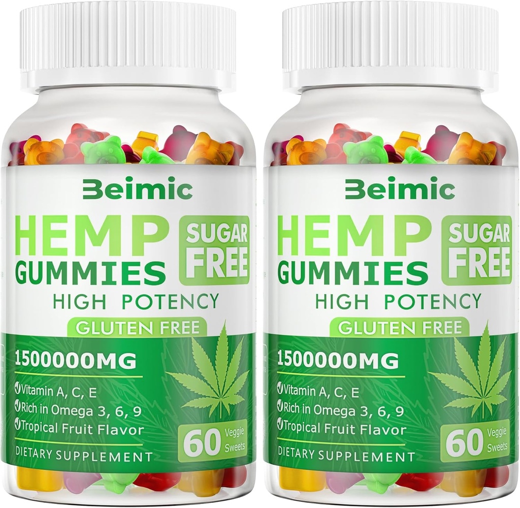 [BRSROH37CMCRAADL] Naturales cáñamo de frutas 1,500,000mg de alta resistencia - Natural Hemp Oil Infused Gummies Great for Peace & Relaxation,America's #1 Favorite Hemp Gummy Brand! 60 Gummies-(Pack of 2)