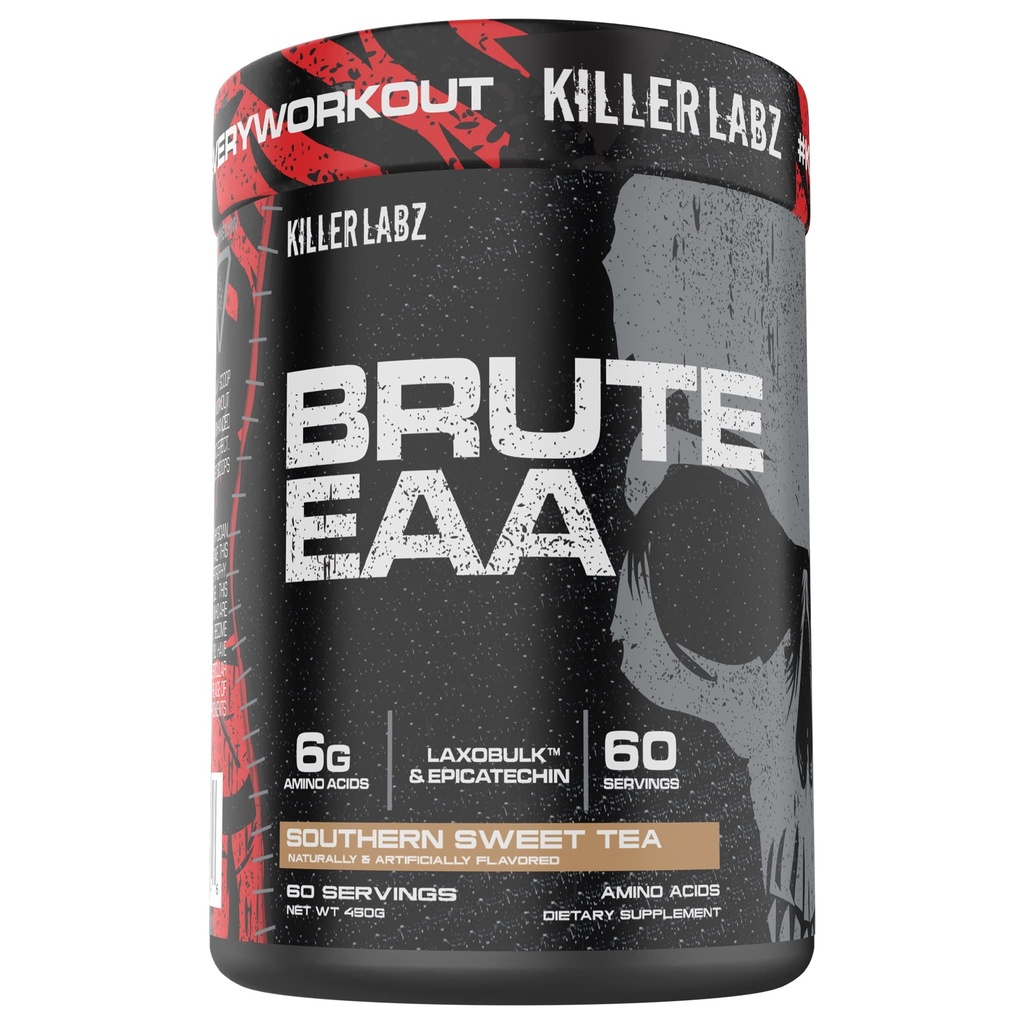 KILLER LABZ Brute EAA Cadena ramificada " Aminoácidos esenciales TENIDO 6g de Aminos para acelerar la recuperación y Lean Mass Gains 60 Servings (Southern Sweet Tea)