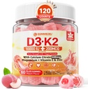 Vitamina D3 K2 Mangas llenas 5000IU / 10.000 UI con 500 mg de calcio + K2(MK-7) 200mcg, Magnesio, Vitamina C & Zinc, Extra Strength - Ausorbencia máxima para los músculos de los huesos dientes, vegano... Paquete de 2