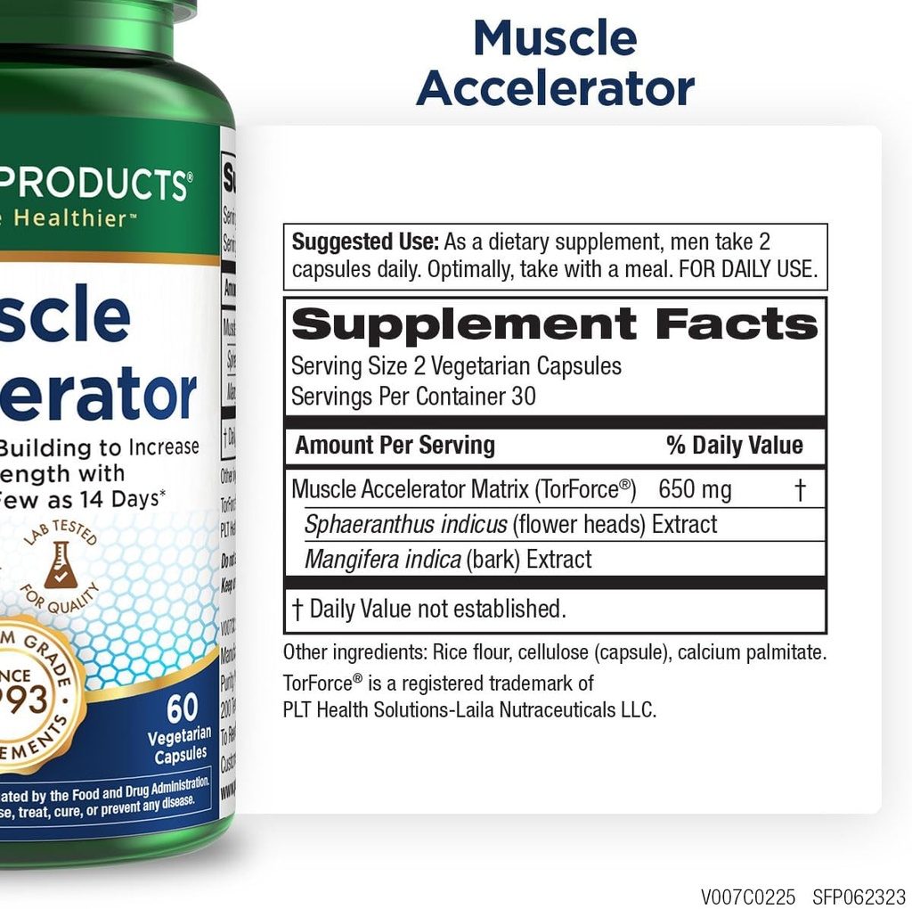Purity Products Muscle Accelerator 650 mg Patented " Clinically Acelerador del músculo testado Blend of Ayurvedic Herbal Extracts Promotes Strength, Endurance + Crecimiento muscular - 60 Veg Caps (3)