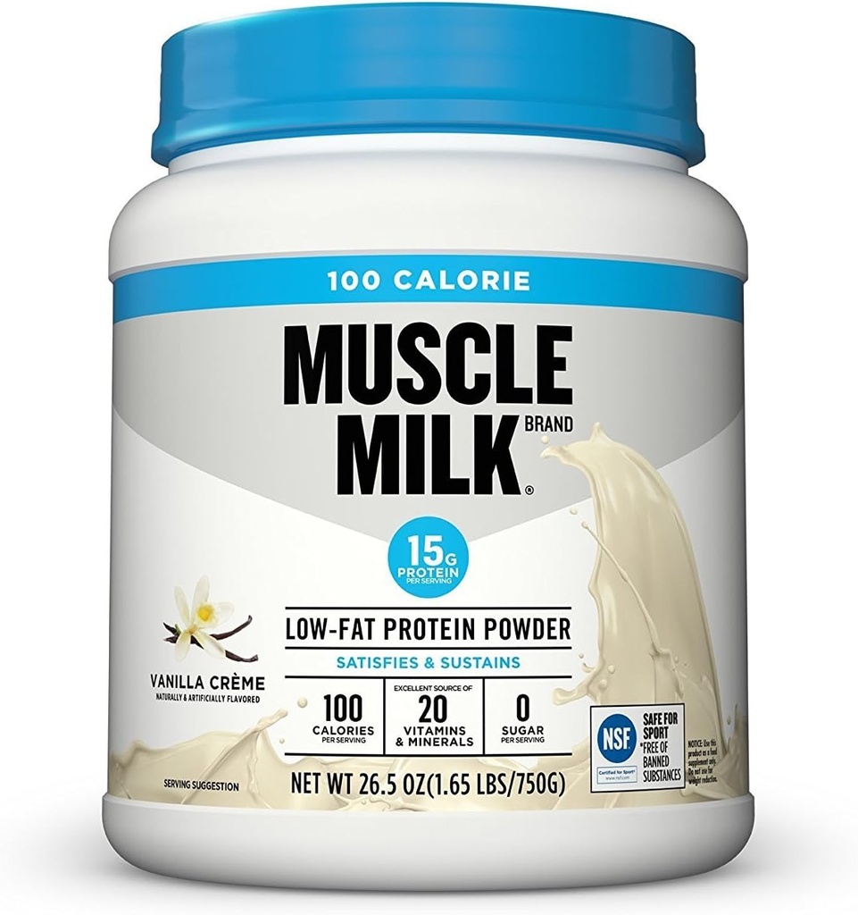 Muscle Milk ZERO, 100 Calorie Protein Powder, Vanilla, 15g Protein, 1,65 libras, 25 obras