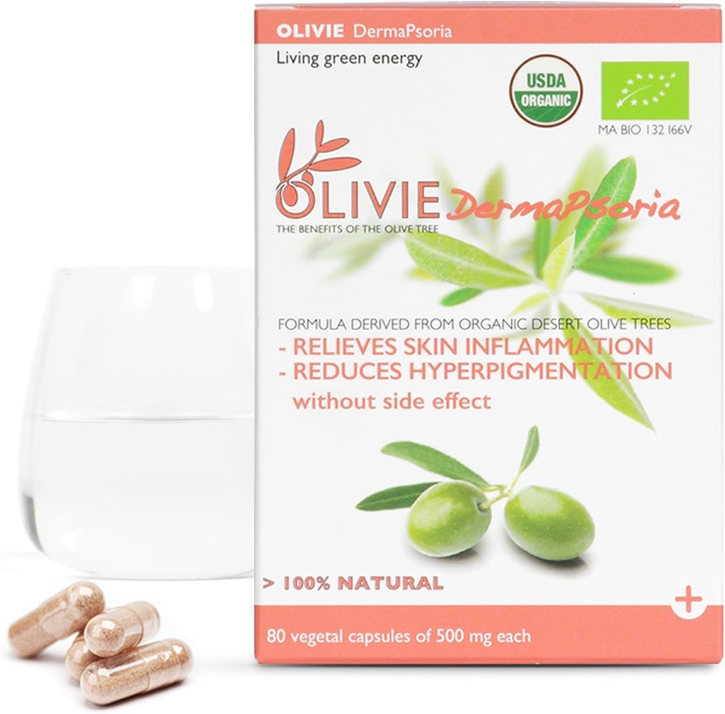[BRSW2AIHOIJQKHY3] Orgánica de la hoja de oliva Suplemento para Mujeres y Hombres por OLIVIE ← DermaPsoria Suplemento para la psoriasis, Eczema, Hyperpigmentation Silencioso Aceite de Oliva Capsules  Antioxidante Polyphenols  80 Vegetal Capsules
