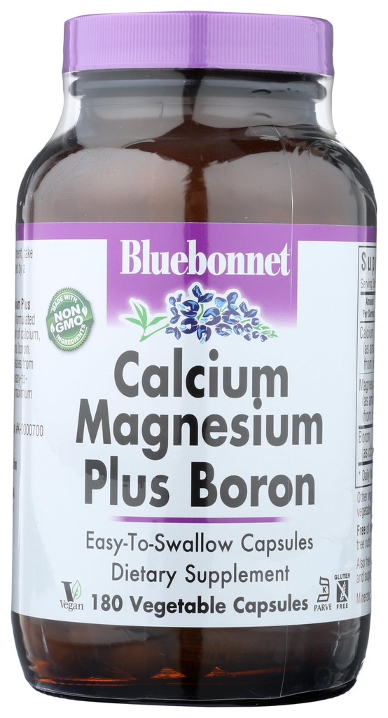BlueBonnet Calcium Magnesium Plus Boron Vegetarian Capsules, Off-White, 180 Conde