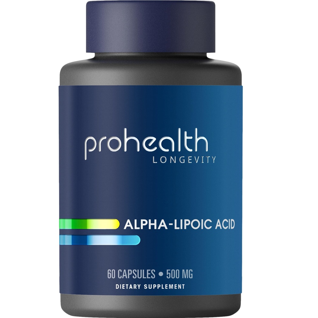ProHealth Alpha Lipoic Acid High Potency 1000mg promueve el metabolismo, la piel de aspecto más joven y la energía celular. Lucha contra la fatiga y la neblina cerebral. Protege el corazón, el cerebro y la salud del hígado. 30 Serviciones.