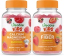 Magnesio de calcio vitalicio Niños + Fibra Prebiótica, Gummies Bundle - Gran Tasting, Suplemento de vitaminas, Gluten Gratis, GMO Gratis, Chewable Gummy