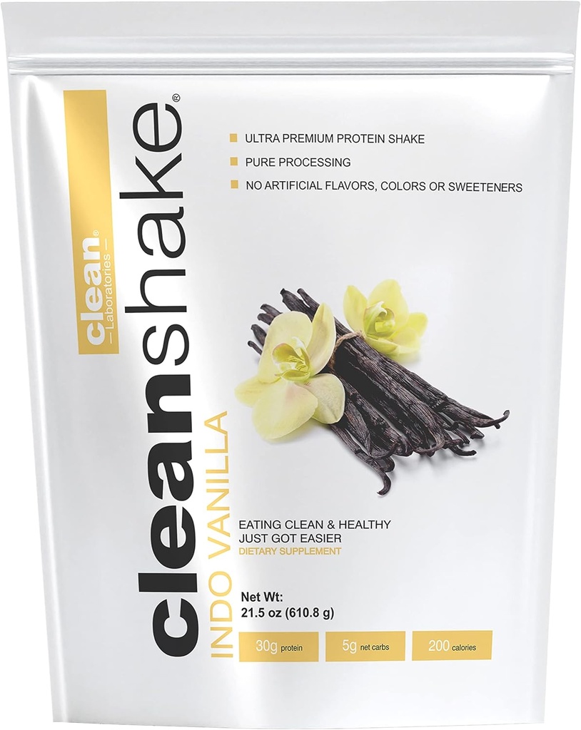 CleanShake Ultra-Premium Protein Shake. Afeitado de polvo de proteína limpia con 21 ingredientes orgánicos, 23 vitaminas y minerales, y no transgénicos y proteínas sin rosca. Proteína informada certificada.