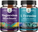 Bundle of Magnesium Glycinate 400mg Capsules and Potent L Tyrosine 500mg cápsulas - para el apoyo al sueño de la recuperación del músculo de la salud del hueso - Aminoácidos suplemento nutricional para la salud del cerebro