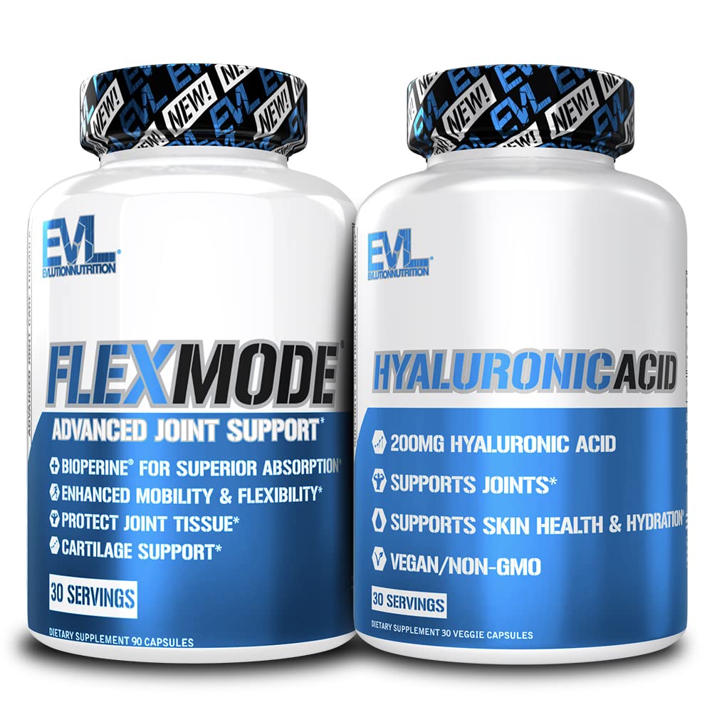 Advanced Joint Support Suplemento Bundle - Full Joint Support Stack with Hyaluronic Acid and FlexMode with Joint Vitamins Glucosamine Chondroitin MSM and BioPerine for Enhanced Absorption