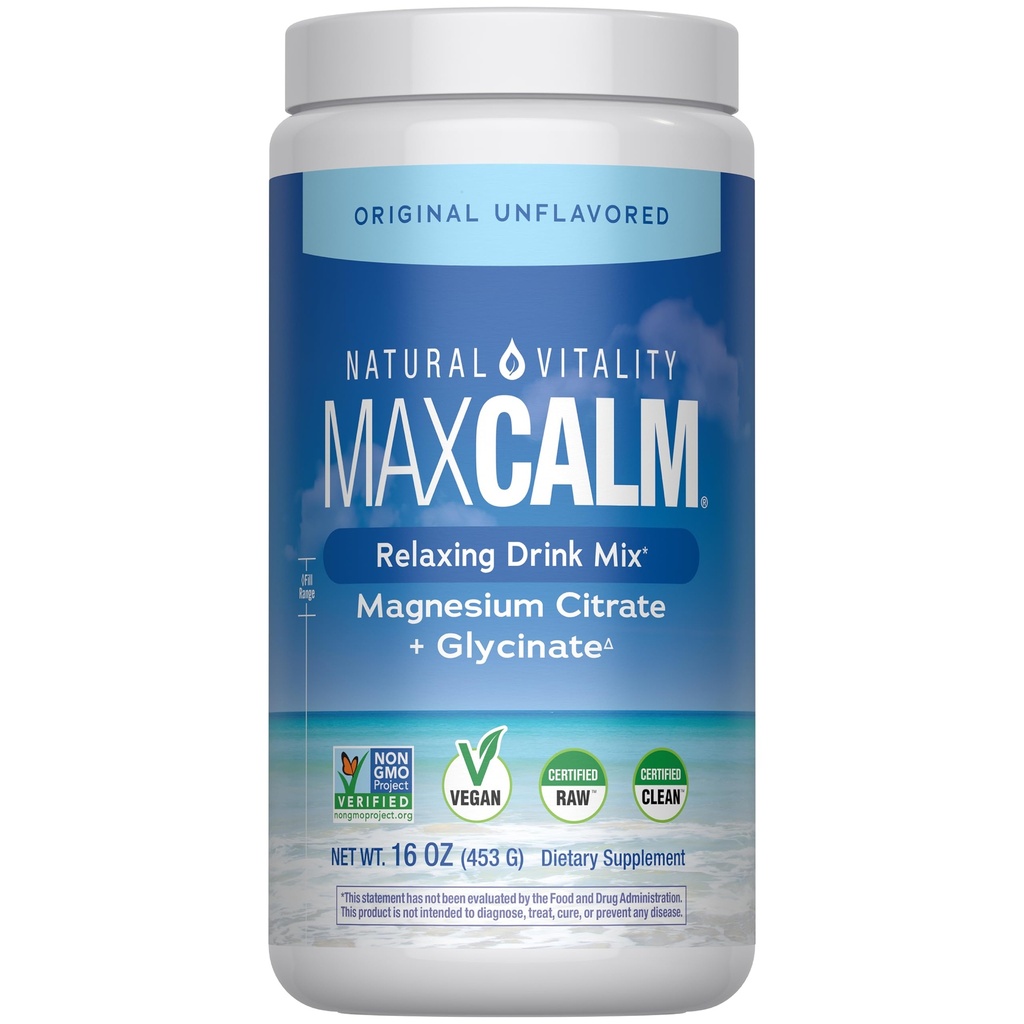 Natural Vitality Calm, Suplemento Magnesio, Anti-Stress Drink Mix Powder, Gluten Free, Vegan, " Non-GMO, Original Unflavored, 16 oz