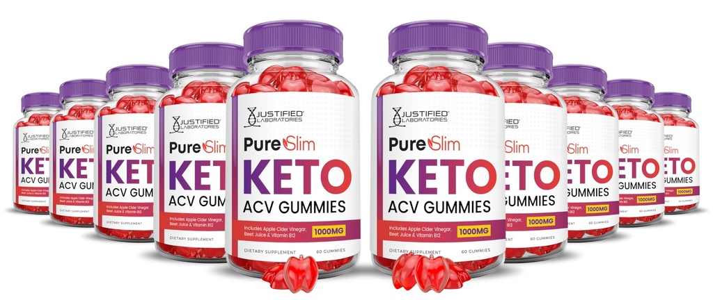 (10 Pack) Pure Slim Keto ACV Gummies Advanced Formula 1000MG PureSlim Keto Gummies Apple Sider Vinegar Formulado con Pomegranate Beet Juice Powder B12 Vegan Non GMO 600 Gummys