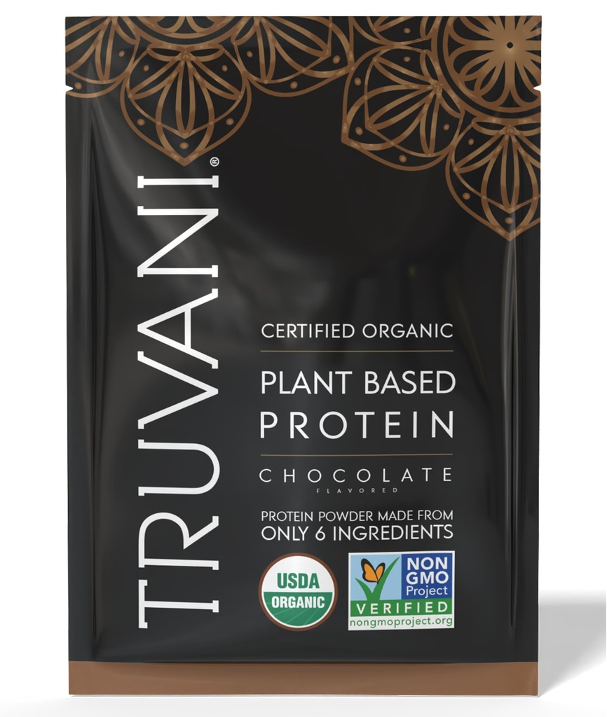 Truvani Vegan Pea Protein Powder Silencio Chocolate Silencio 20g Org Orgánica Proteína basada en plantas Silencio 1 Servir Silencioso Silencioso Gluten &amp; Dairy Gratis Silencio Bajo Carb Silencio No Añadido Sugar