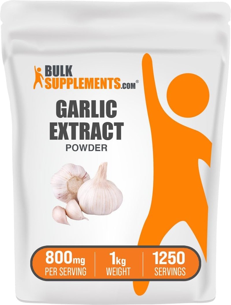 [BRSWIAYRBMGWEC36] BulkSupplements.com Extracto de ajo Powder - Suplemento de ajo, Suplemento herbario, Sativum de Allium - Herbal & Gluten Gratis, 800 mg por servidumbre, 1kg (2,2 libras) (Pack of 1)