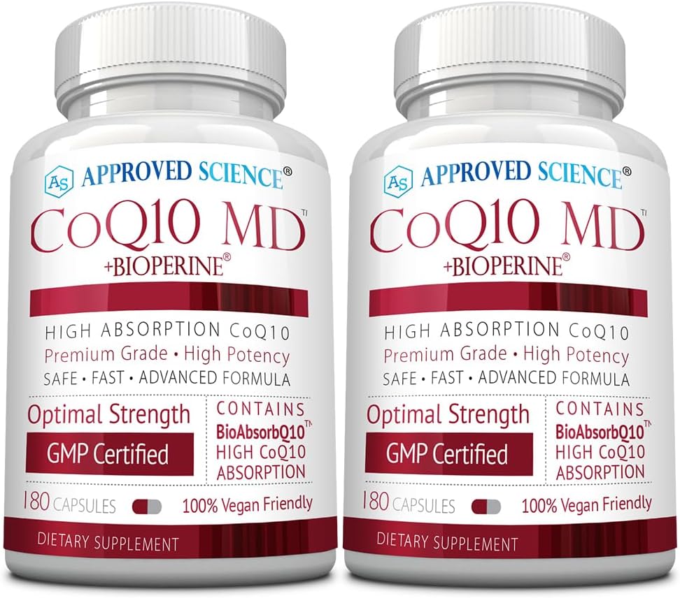 Aprobado Science® CoQ10 MD - Extra Strength 300mg CoQ10 puro con BioPerine® para la absorción más rápida - Soporte óptimo - 6 meses de suministro
