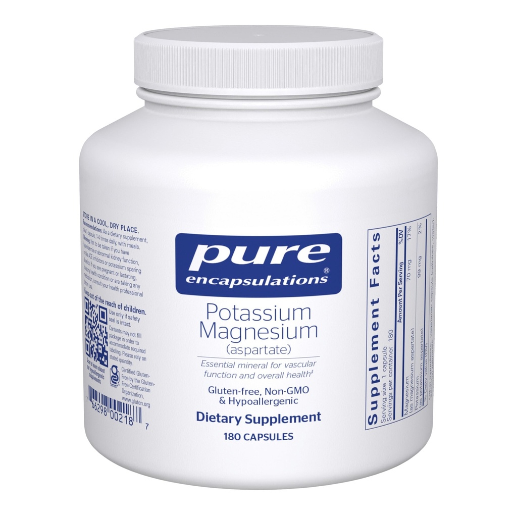 Pure Encapsulations Potassium Magnesium (Aspartate) tención Suplemento para apoyar el corazón, musculoso, bonario y la salud nerviosa*  180 Capsules