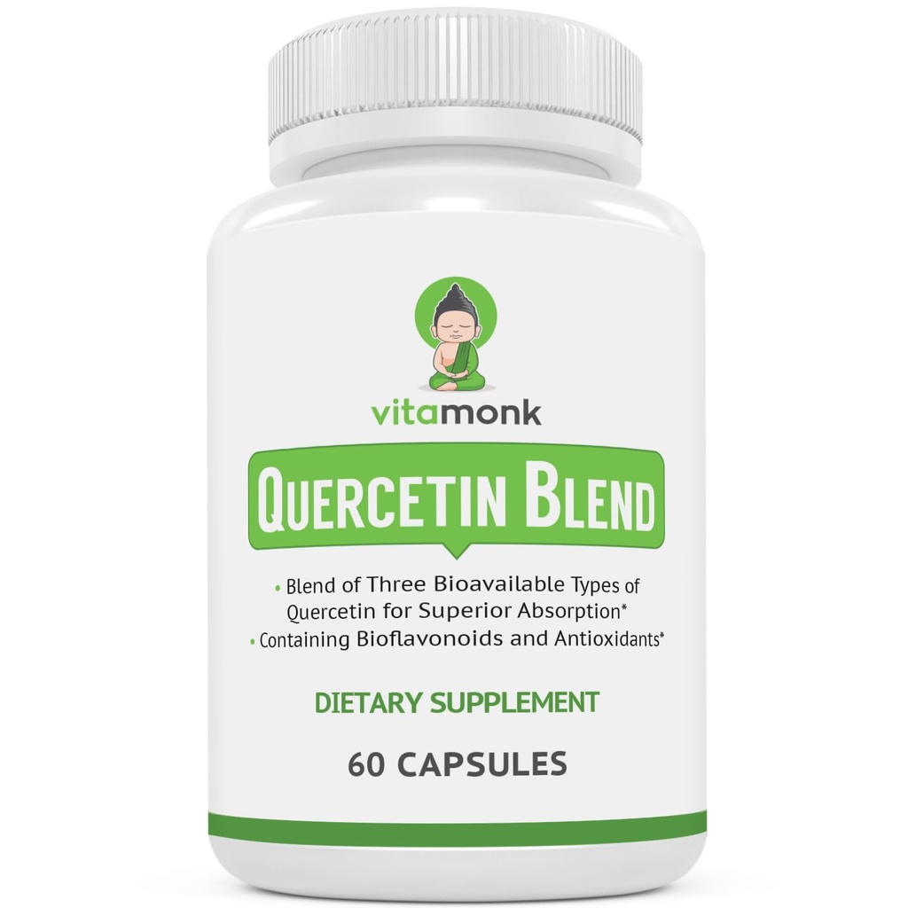 VitaMonk Quercetin Complex - 3 Bioactive Forms - Isoquercetin and Quercetin Phytosome with Bromelain - Immune System Support for Superior Absorption