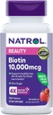 Natrol Biotina 10000 mcg, Sabor de Fresa, Tablas de Disuelve Rápido, Fuerza Extra, 250 Conde