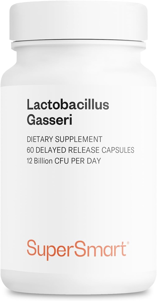 Supersmart - Lactobacillus Gasseri 12 Billones CFU por día - Suplemento Probiótico Silencio No Gluten Libre - 60 cápsulas DR (Delayed Release)