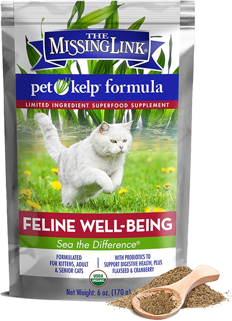 [BRSWKH32OYCQECDE] The Missing Link Pet Kelp Feline Well-Being 6oz Superfood Powdered Supplement, Organic & Limited Ingredient Formula for Digestive & Global Health of Cats
