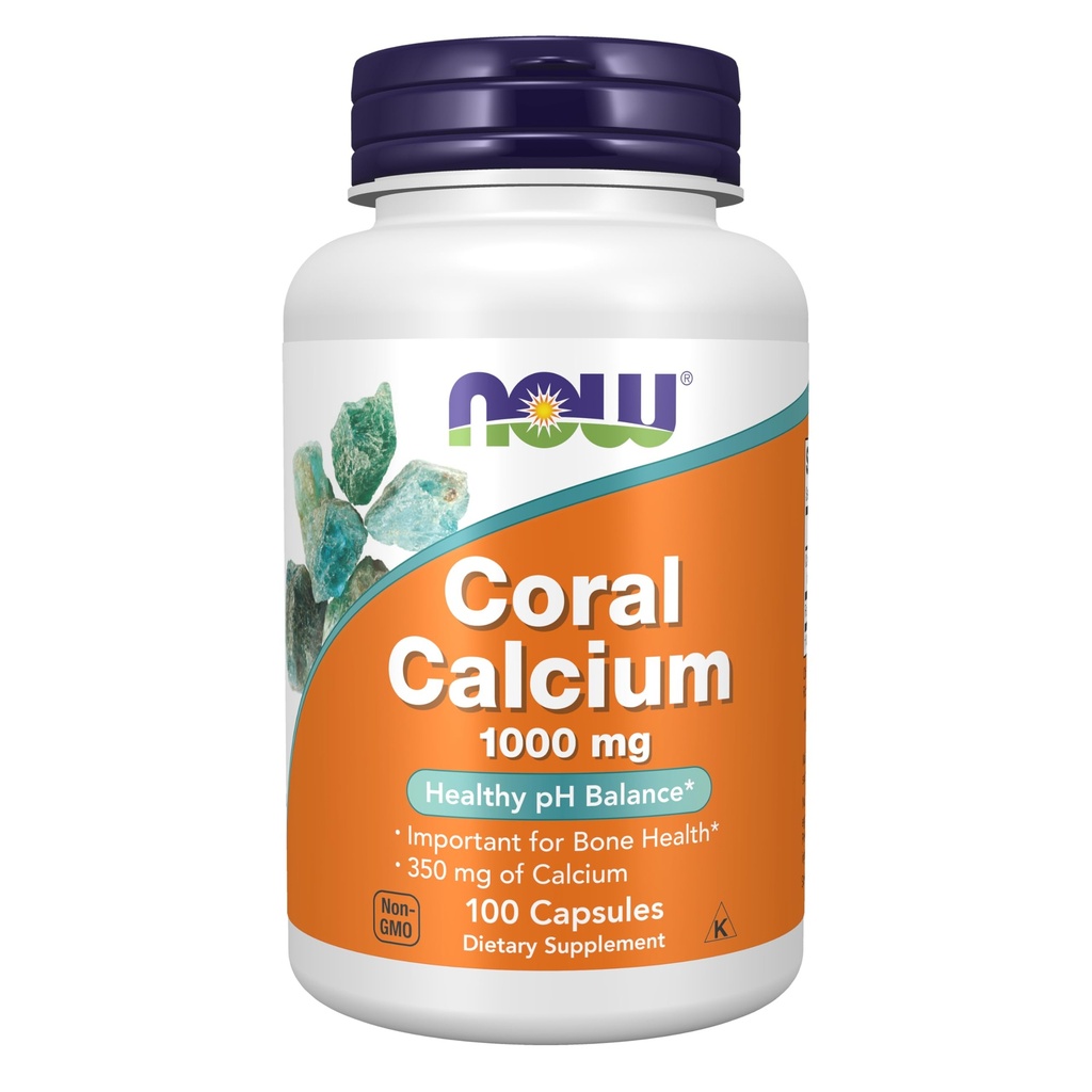 AHORA Suplementos, Calcio de Coral 1.000 mg, Salud de Hueso*, Saldo de pH saludable*, 100 cápsulas de Veg