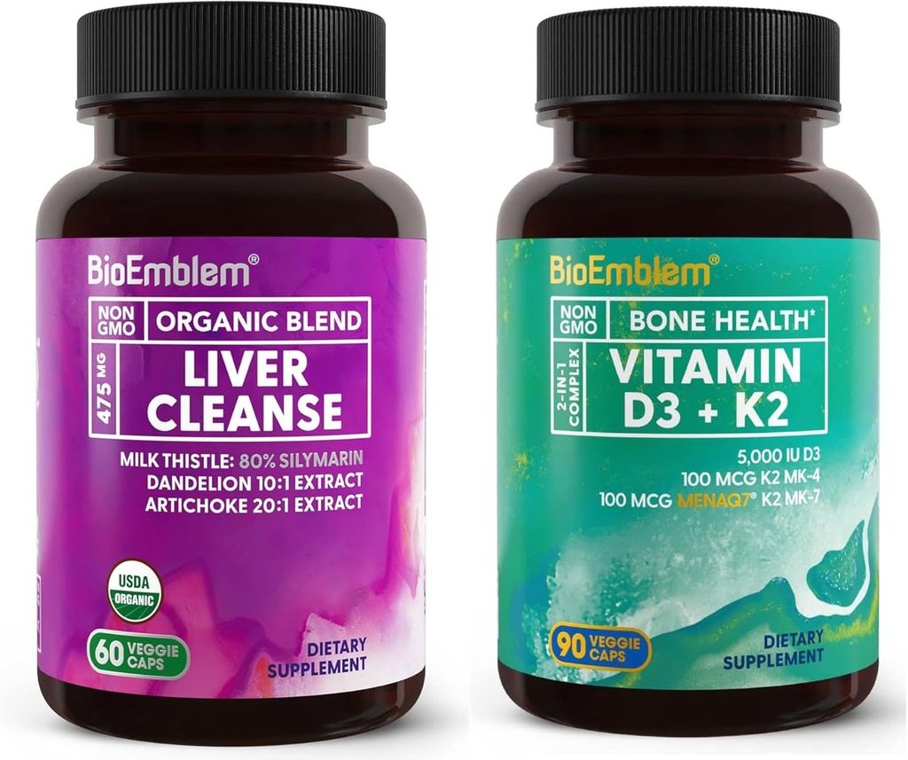 BioEmblem Vitamina D3 K2 USDA Organic Liver Cleanse