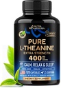 L Theanine 400 mg  L-Theanine Stress Relief ← Extra Strength Supplement Silencio Made in USA ← Relajación, Apoyo al sueño y la calma Silencio Para Hombres " Las mujeres permanecen bajo la base de plantas, no transgénicos " libre de gluten " viven 120 cápsulas vegetarianas