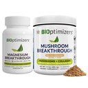 BiOptimizers Magnesium Breakthrough 4.0, (30 Capsules) " Mushroom Breakthrough Powder (Salted Caramel, 15 Servings) - Natural Sleep and Brain Superfood " Supplement Bundle