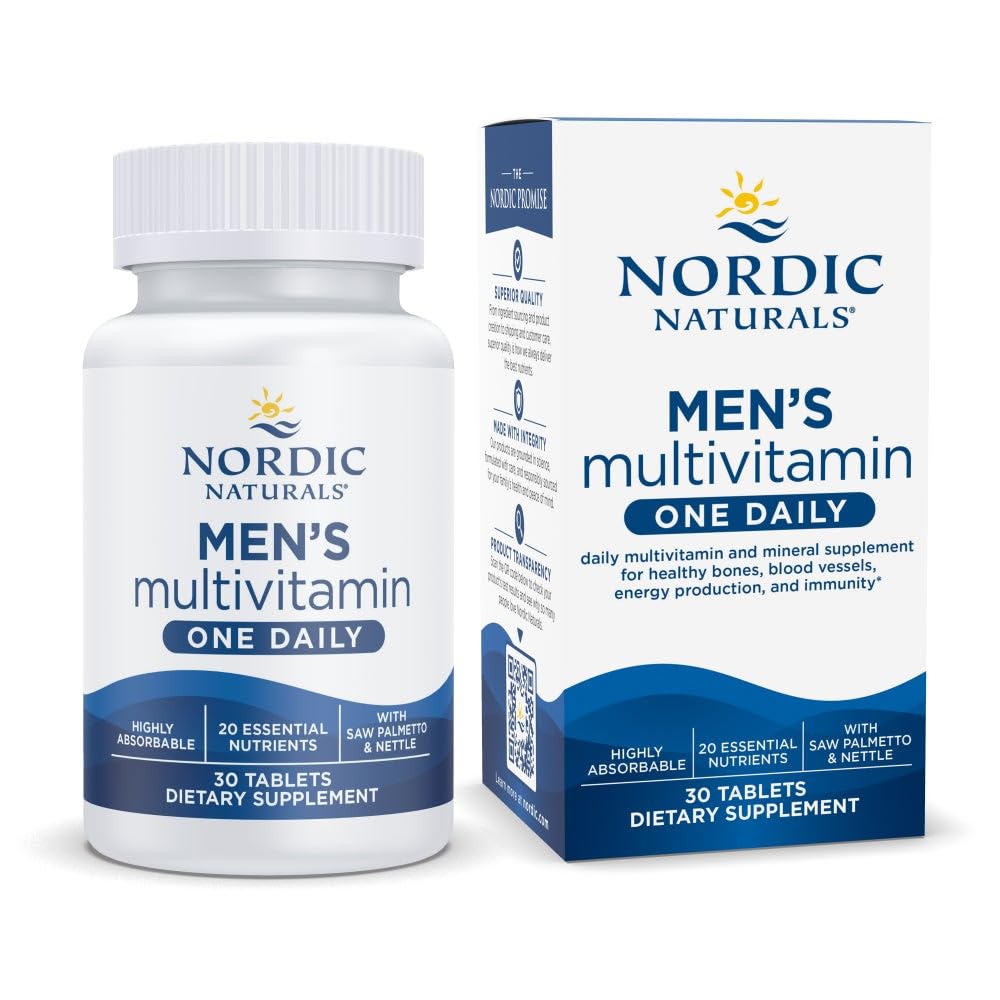 Naturales nórdicos Multivitamina One Daily - Bono, Energía, & Sangre-Vessel Support - Suplemento de inmunidad - 20 Nutrientes esenciales - 30 Tablas - 30 Serviciones