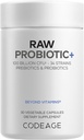 Codeage Raw Probiotic+ Supplement - 34 Probiotic Strains, 100 Billion CFUs, Raw Whole Food Probiotics, Digestive Enzymes, Raw Fruits & Veggies Prebiotics - Wild Kefir Culture - Non-GMO - 30 cápsulas