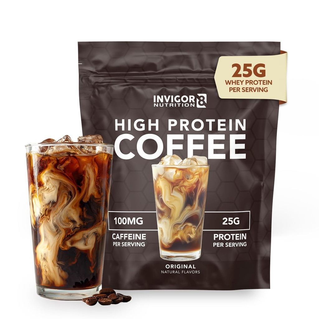 INVIGOR8 High Protein Coffee Powder 25 Grams Whey Isolate100mg Natural Green Tea Caffeine TEN 0 Añadido Sugar Keto Gluten Gratis 99.9% Lactose Free ← Caliente o Iced15 Servindo 15 Servings (17 OZ, Original)