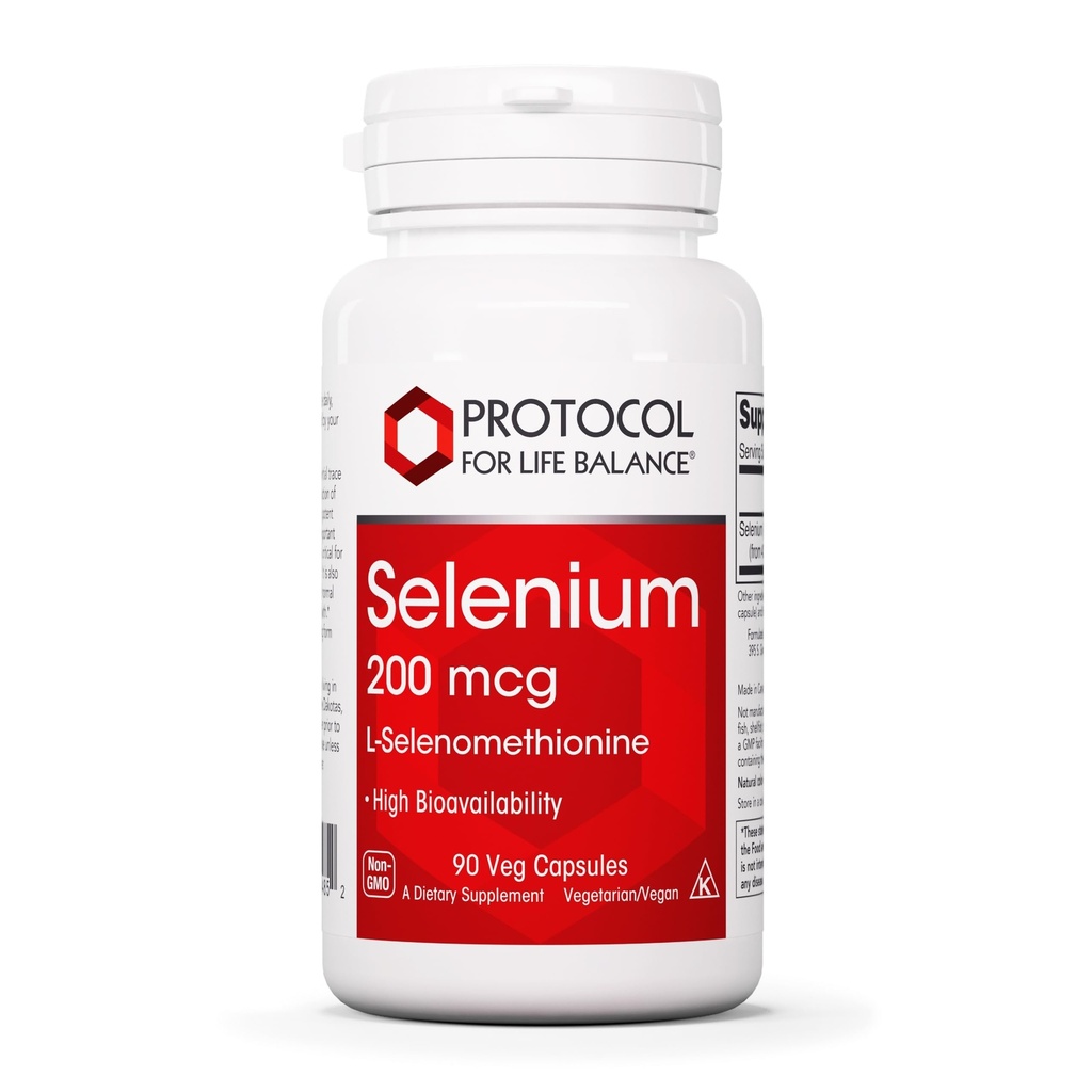 Protocolo Selenium 200mcg - Apoyo inmunitario, Tiroides &amp; Salud de la próstata* - Suplementos de selenio - Vegetariano, Kosher " Halal - 90 cápsulas de veg