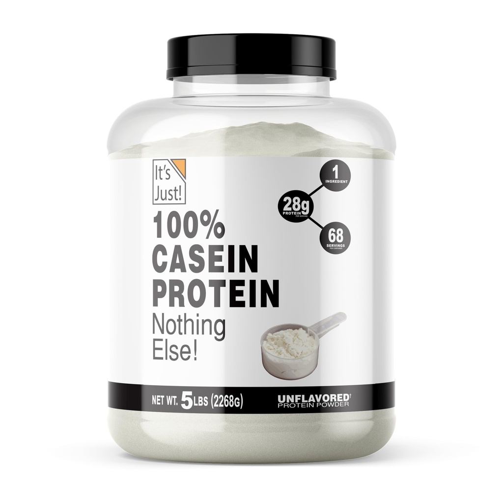 ¡Es sólo! - 100% Casein Protein Powder, Made in USA, No Añadido Flavors o Sweeteners (Unflavored, 5 libras (Pack of 1))