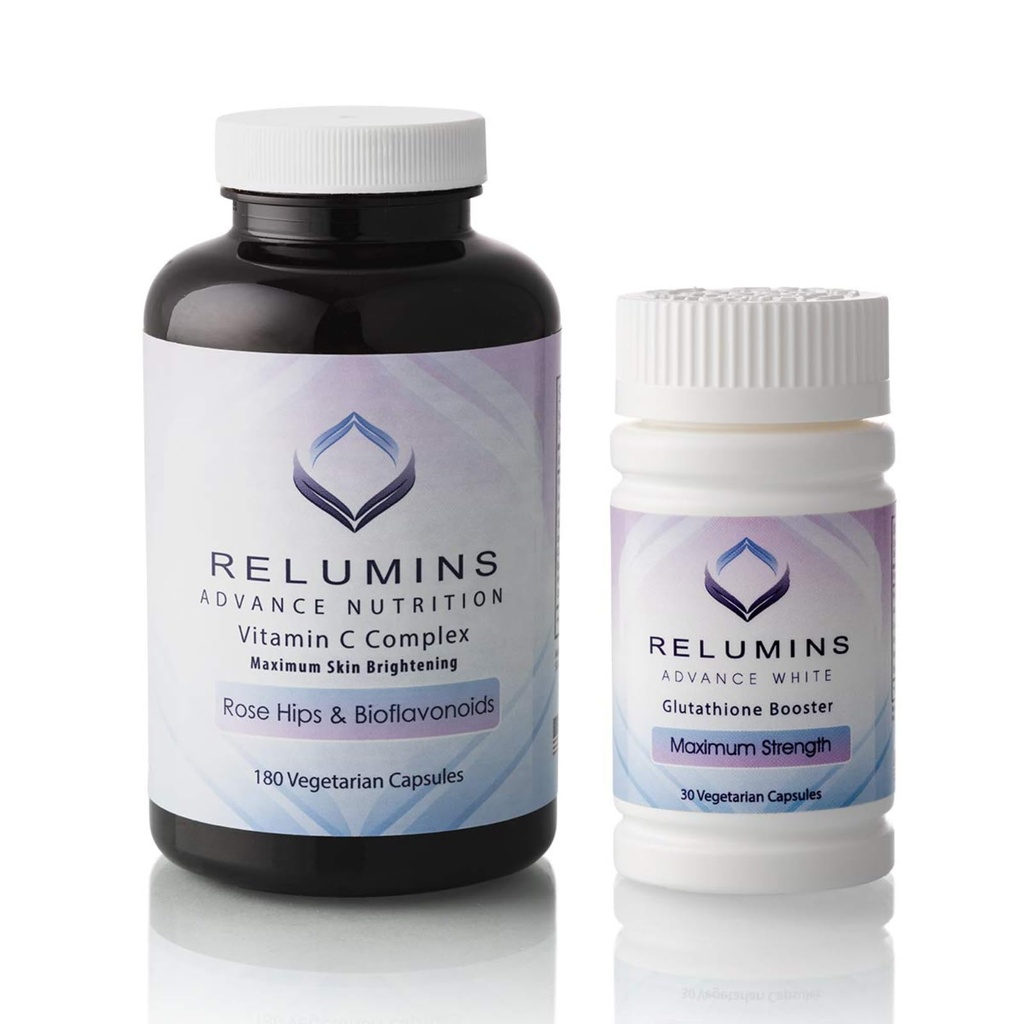 Relumins Advanced Vitamin C MAX Complex y Glutathione Booster Nutrient Support Capsules Set - Ultimate Booster Set