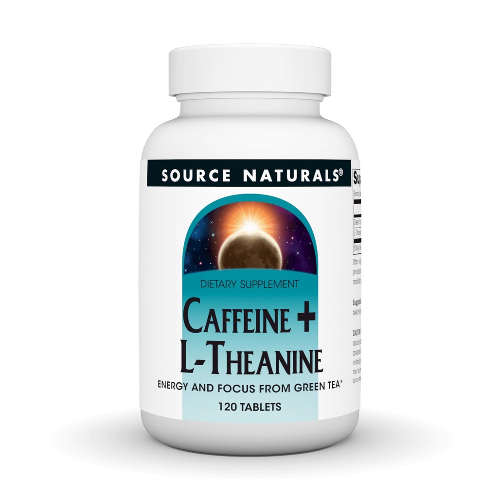 Fuente Naturales Caffeine + L-Theanine, Energía y Focus Support de Green Tea* - 120 Tablets