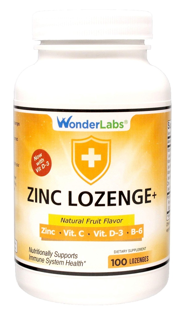 Wonder Laboratories Zinc Lozenges with Vitamin C - Fruit Flavored, Healthy Immune Support Lozenges with 25mg of Zinc Supplement Por Lozenge + 30mg of Vitamin C - 100 Lozenges