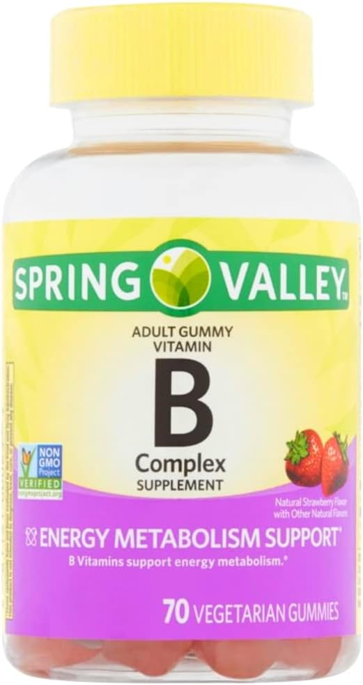 Spring Valley B-Complex Adult Gummy 70 Cuenta - Natural Wild Strawberry Flavor (Packaging May Vary)