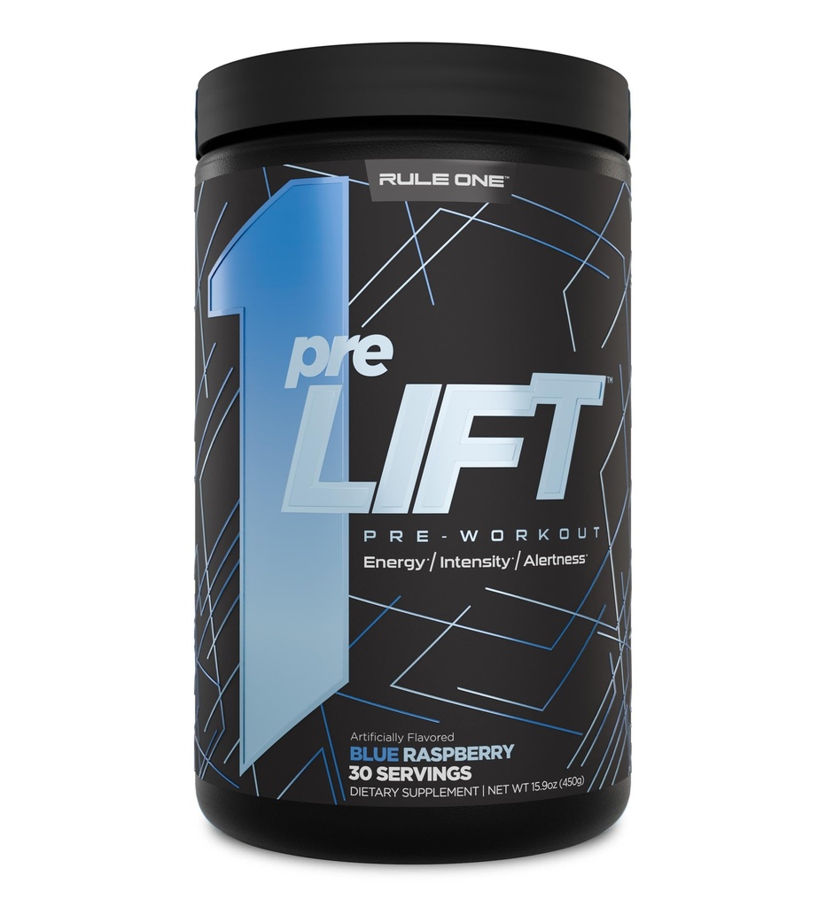 Regla 1 preLIFT Pre-Workout, 6g Citrulline, 3.2g Beta Alanine, 3 Fuentes de Caffeine + 20 Otros para Energía, Alerta, " Resistencia (30 Servimientos, Blue Raspberry)