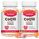 2 Pack CoQ10 Gummies, 5X mejor absorción Coenzima Q10 para energía celular y soporte antioxidante, 120 Peach Gummies