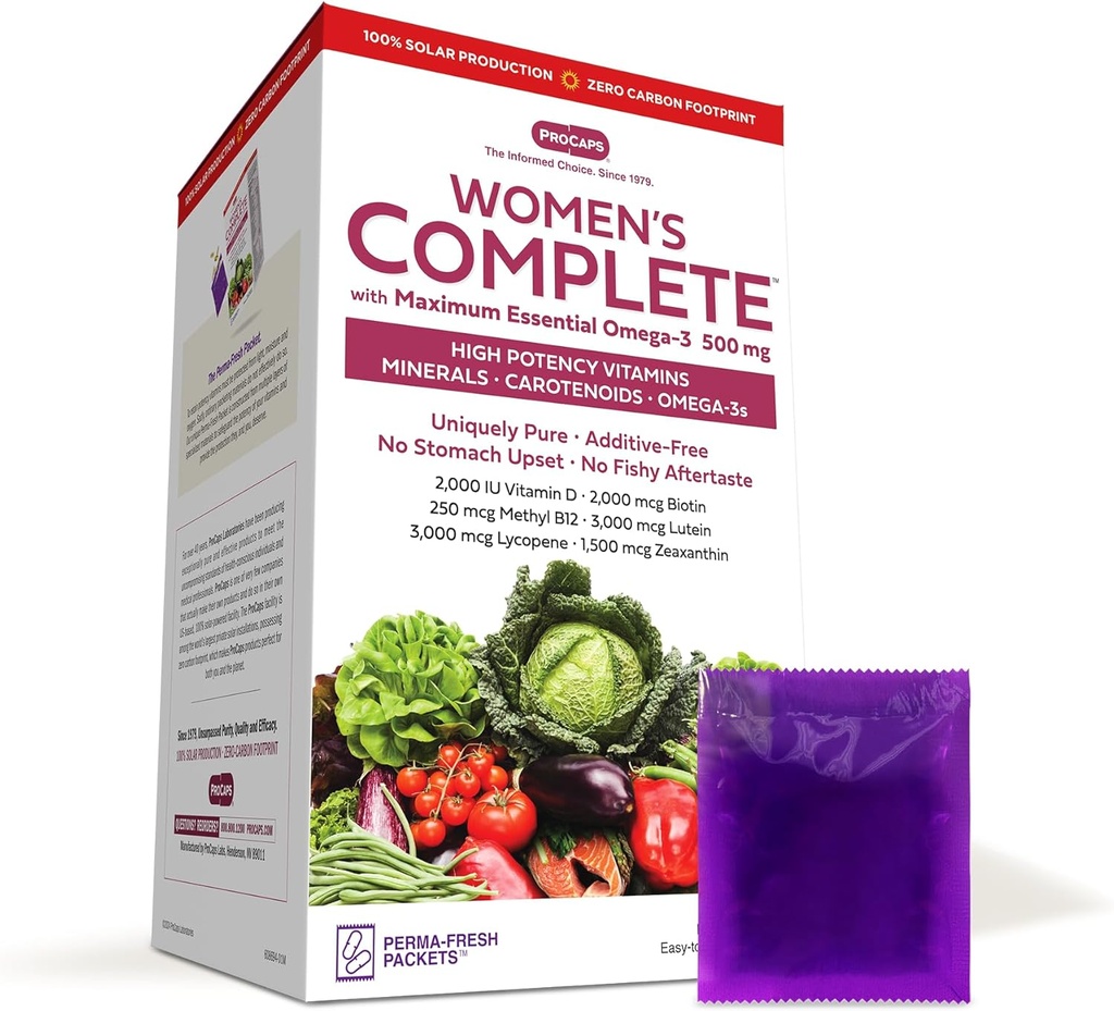 Multivitamina ANDREW LESSMAN - Mujeres Completas con Máxima Omega Esencial-3 500 mg 60 Packets - 30+ Altas Potencias de Todos los Nutrientes, Vitaminas Esenciales, Minerales, Carotenoides. No hay aditivos