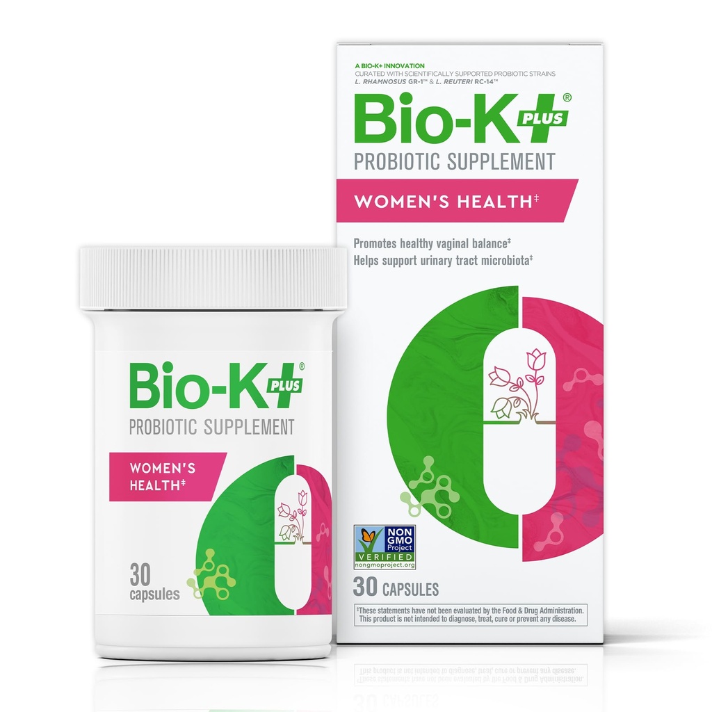 Bio K+ Salud de las Mujeres – Suplemento Probiótico para las Mujeres Apoya Vaginal &amp; Urinary Tract Health con 2 Billiones CFU 2 Strains, Vaginal Probiotics for Women – 30 Capsules