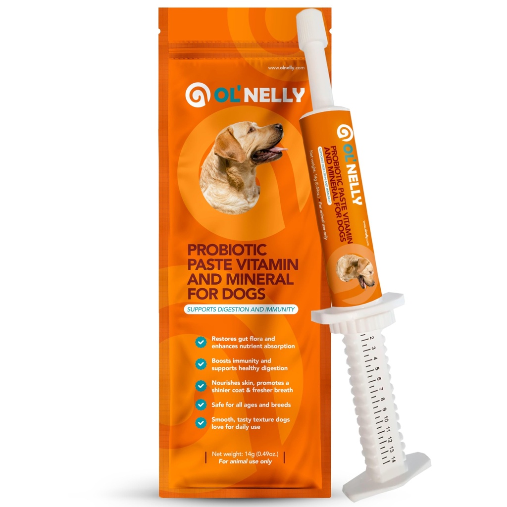Prebiótico " Paste Probiótico Perro Probiótico " , 6 Strains of Bacteria, 18 Bi CFU's + Vitaminas, Fórmula de Actualización de Minerales para Balance Rápida GI, Perros Paste Probiótico (14 g)