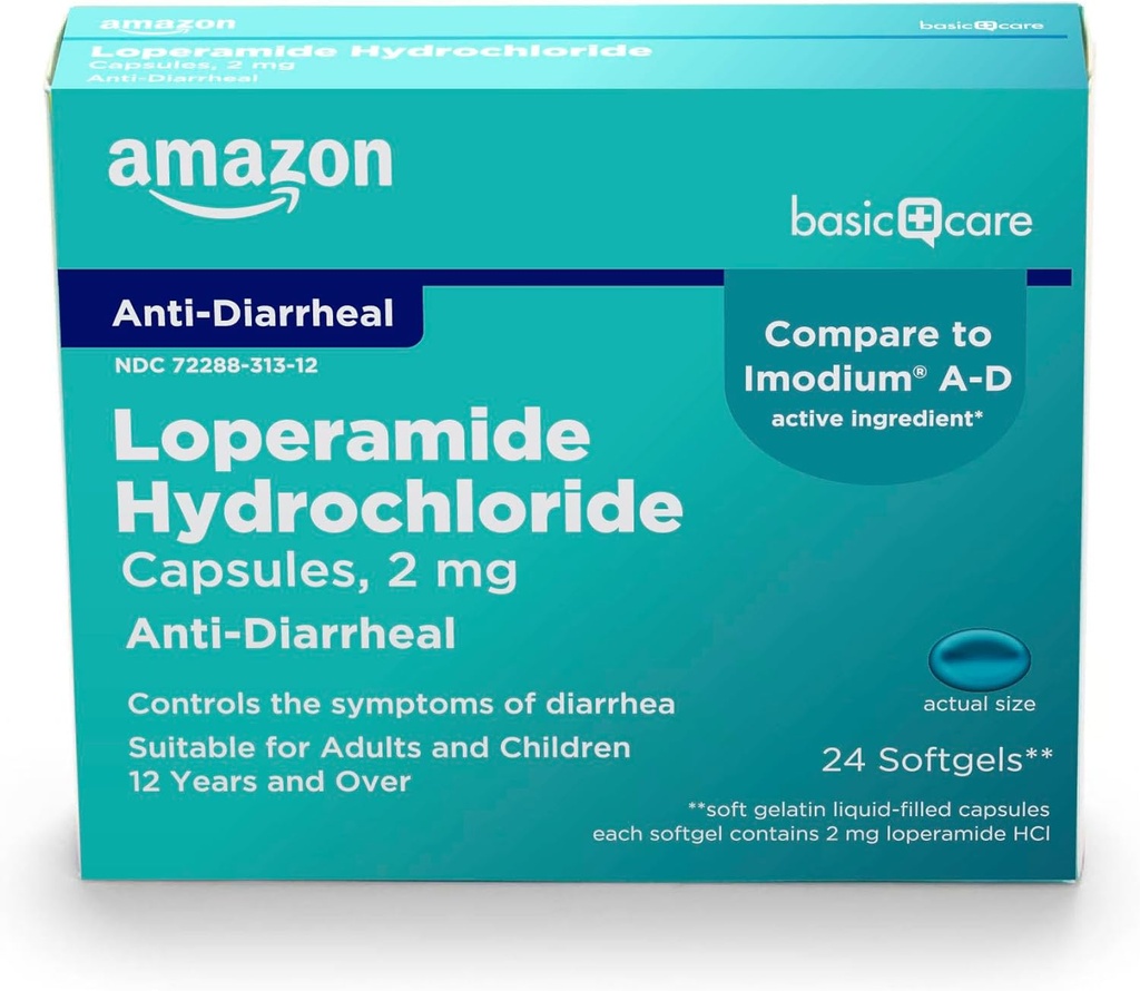 Cuidado básico Loperamida Hcl 2 Mg Softgels, Anti-Diarrección, 24 Cuenta (Pack of 1)