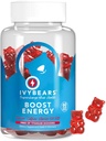 IvyBears® Energy Boost Gummies – Vegan Chewable Energy Supplements with Vitamin B12 & Natural Caffeine – Focus, Daily Energy & Stamina Support – Pre Workout Gummies – 60 Count