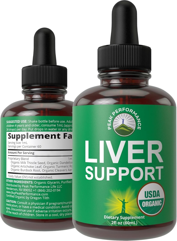 USDA Organic Liver Cleanse Detox & Reparación. 6-in-1 gotas líquidas con carburante de leche orgánica, extracto de Artichoke, y más. cero azúcar, hígado de salud apoyo Tintura Suplemento Alternativa a cápsulas