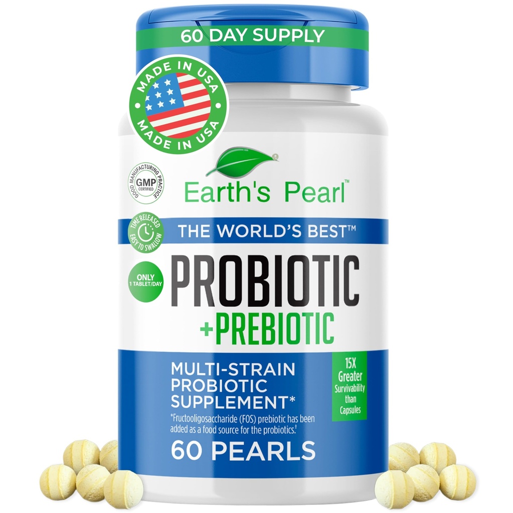Probióticos de perla de la Tierra para niños y mujeres - Probióticos con forma de perla con BIO-Tract®, 4 millones de CFU, Gut Health Support (60-Day Supply)