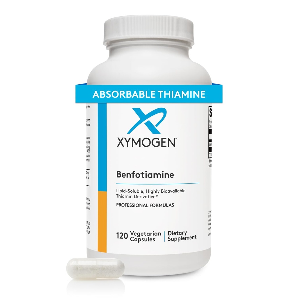 XYMOGEN Benfotiamine 300mg - La tiamina altamente biodisponible B1 Suplemento Derivativo para apoyar Metabólico, Nerve + Salud Vascular (120 cápsulas)